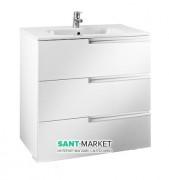 Тумба підвісна з трьома ящиками МДФ 60х46 білий глянець з раковиною для ванної Roca Victoria-N кераміка білий A855839806