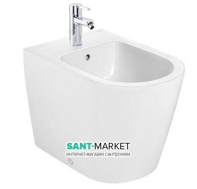 Биде напольное пристенное Roca Inspira Round 56х37 см 1 отверстие под смеситель керамика цвет белый A357527000