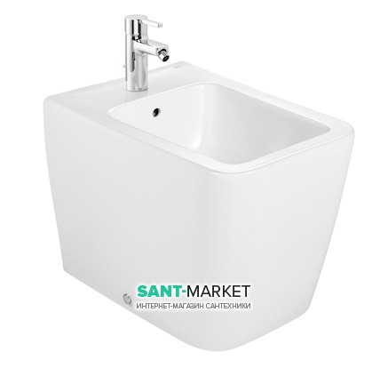 Биде напольное пристенное Roca Inspira Square 56х37 см 1 отверстие под смеситель керамика цвет белый A357537000