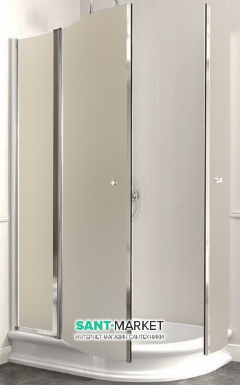 Душовий куточок Kerasan Retro DX правобічний асиметричний 80х120 см профіль хром матове скло 9137S0