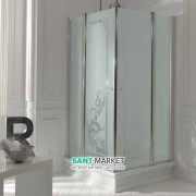 Душевой уголок Kerasan Retro DX/SX 100х100 см профиль хром матовое стекло с декором 9148P0