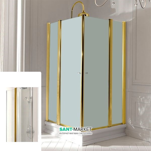 Душевой уголок Kerasan Retro DX/SX 100х100 см профиль золото прозрачное стекло 9148T1