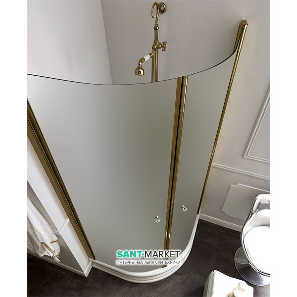 Душовий куточок Kerasan Retro DX / SX 90х90 см чверть кола профіль бронза матове скло 9151S3