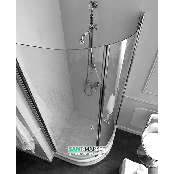 Душевой уголок Kerasan Retro DX/SX 90х90 см четверть круга профиль хром прозрачное стекло 9151T0