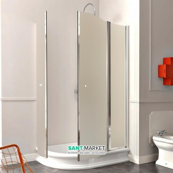 Душовий куточок Kerasan Retro SX лівобічний асиметричний 80х120 см профіль хром матове скло 9138S0