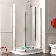 Душевой уголок Kerasan Retro SX левосторонний асимметричный 80х120 см профиль хром прозрачное стекло 9138T0