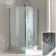 Душевой уголок левосторонний Kerasan Retro SX 100х100 см профиль хром прозрачное стекло с декором 9150N0