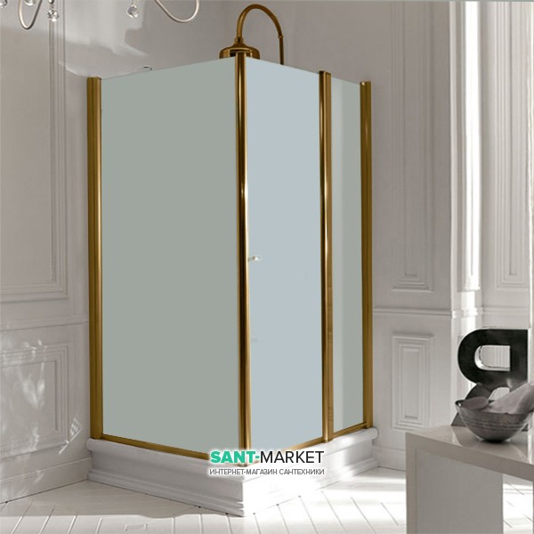 Душовий куточок лівобічний Kerasan Retro SX 100х100 см профіль бронза матове скло 9150S3