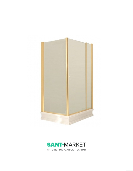 Душовий куточок лівобічний Kerasan Retro SX 100х100 см профіль золото прозоре скло 9150T1
