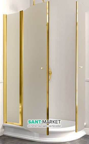 Душовий куточок Kerasan Retro DX правобічний асиметричний 80х120 см профіль золото матове скло 9137S1