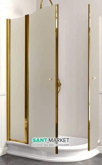 Душовий куточок Kerasan Retro DX правобічний асиметричний 80х120 см профіль бронза матове скло 9137S3