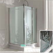 Душевой уголок левосторонний Kerasan Retro SX 100х100 см профиль хром прозрачное стекло с декором 9150N0