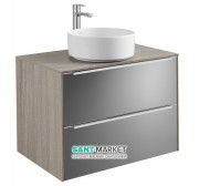 Тумба під раковину-чашу підвісна Roca Inspira 80х49.8 см з двома ящиками МДФ дуб / темне дзеркальне скло A851080403