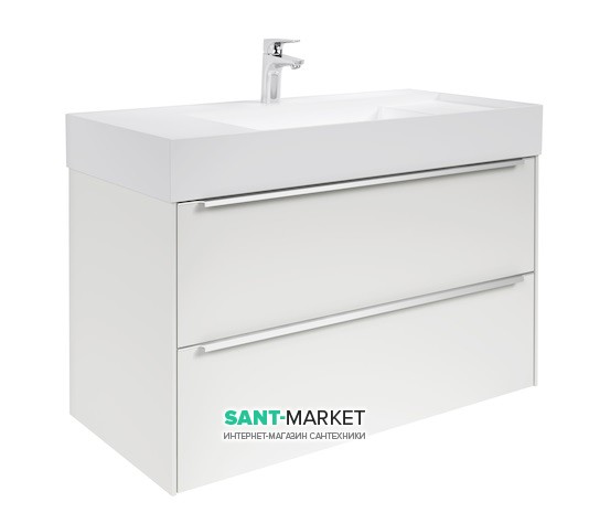 Тумба підвісна ДСП / ДВП 100х49.8 білий глянець з раковиною для ванної Roca Inspira FINECERAMIC білий A851077806