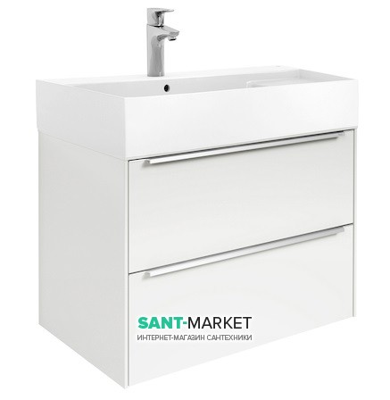 Тумба подвесная ДСП/ДВП 80х49.8 белый глянец с раковиной для ванной Roca Inspira FINECERAMIC белый A851076806