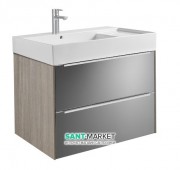 Тумба подвесная ДСП/ДВП 80х49.8 дуб/темное зеркальное стекло с раковиной для ванной Roca Inspira FINECERAMIC белый A851076403