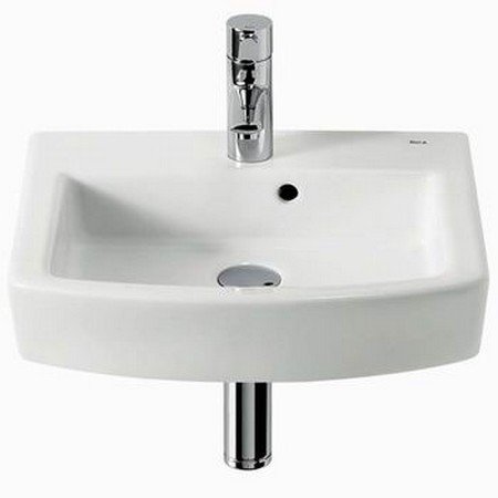 Мини-раковина для ванной подвесная Roca Hall 45х38 с одним отверстием под смеситель керамика белая A327624000