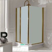 Душевой уголок Kerasan Retro DX правосторонний 80х96 см профиль бронза матовое стекло 9141S3