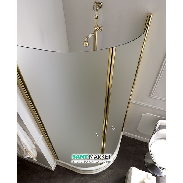Душовий куточок Kerasan Retro DX / SX 80х80 см чверть кола профіль золото матове скло 9158S1