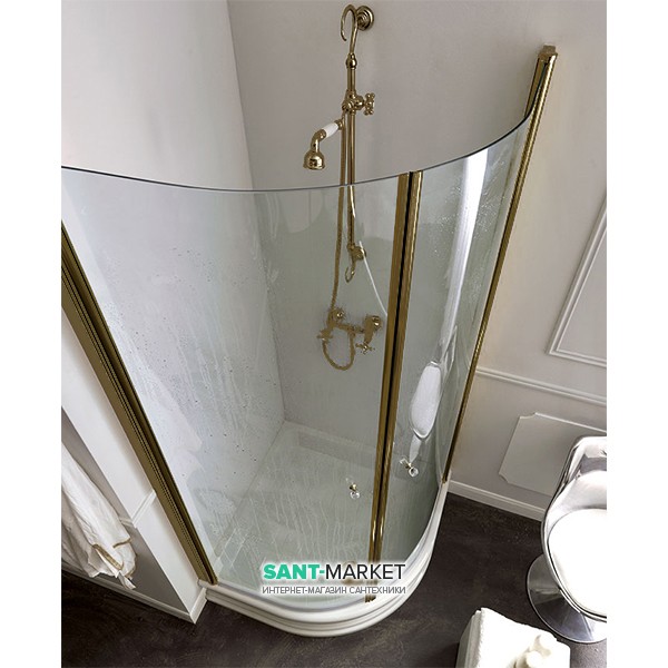 Душовий куточок Kerasan Retro DX / SX 80х80 см чверть кола профіль бронза прозоре скло 9158T3