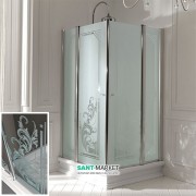 Душевой уголок Kerasan Retro DX/SX 80х80 см профиль хром прозрачное стекло с декором 9159N0
