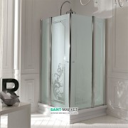 Душевой уголок Kerasan Retro DX/SX 80х80 см профиль хром матовое стекло с декором 9159P0