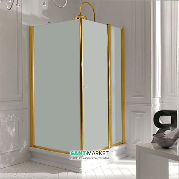 Душевой уголок Kerasan Retro SX левосторонний 80х96 см профиль золото матовое стекло 9142S1