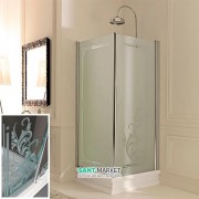 Душевой уголок левосторонний Kerasan Retro SX 80х80 см профиль хром прозрачное стекло с декором 9161N0