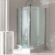 Душевой уголок Kerasan Retro DX правосторонний 80х96 см профиль хром прозрачное стекло 9141T0