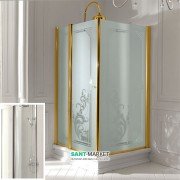 Душевой уголок Kerasan Retro DX правосторонний 80х96 см профиль золото прозрачное стекло 9141T1