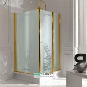 Душевой уголок Kerasan Retro SX левосторонний 80х96 см профиль золото стекло матовое с декором 9142P1