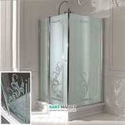 Душевой уголок Kerasan Retro DX 80х96 см дверь со стороны 80 см профиль хром стекло прозрачное с декором 9144N0