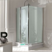Душевой уголок Kerasan Retro DX 80х96 см дверь со стороны 80 см профиль хром стекло матовое с декором 9144P0