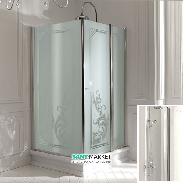 Душевой уголок Kerasan Retro SX 80х96 см дверь со стороны 80 см профиль хром прозрачное стекло 9143T0