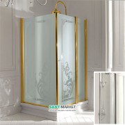 Душевой уголок Kerasan Retro SX левосторонний 80х96 см профиль золото прозрачное стекло 9142T1