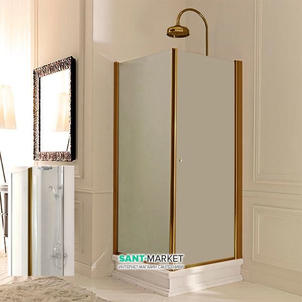 Душевой уголок левосторонний Kerasan Retro SX 80х80 см профиль бронза прозрачное стекло 9161T3