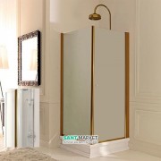 Душевой уголок левосторонний Kerasan Retro SX 80х80 см профиль бронза прозрачное стекло 9161T3