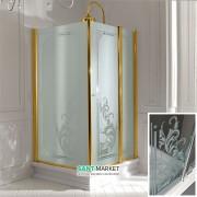 Душевой уголок Kerasan Retro SX 80х96 см дверь со стороны 80 см профиль золото стекло прозрачное с декором 9143N1