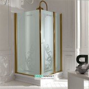 Душевой уголок Kerasan Retro SX 80х96 см дверь со стороны 80 см профиль бронза стекло матовое с декором 9143P3