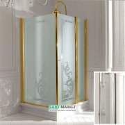 Душевой уголок Kerasan Retro SX 80х96 см дверь со стороны 80 см профиль золото прозрачное стекло 9143T1