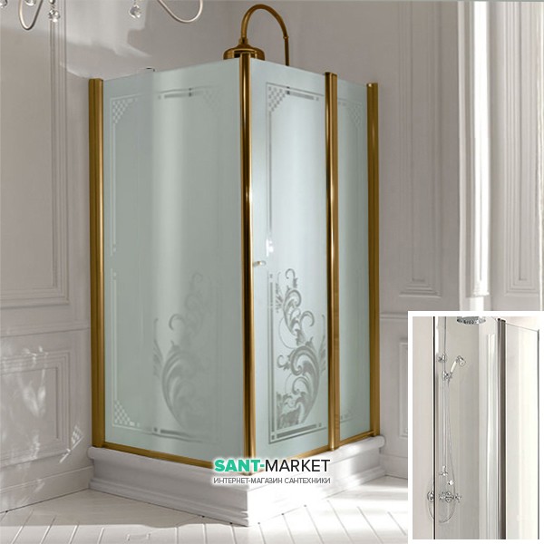 Душовий куточок Kerasan Retro SX 80х96 см двері з боку 80 см профіль бронза прозоре скло 9143T3