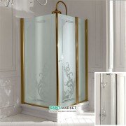 Душовий куточок Kerasan Retro SX лівобічний 80х96 см профіль бронза прозоре скло 9142T3