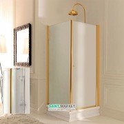 Душевой уголок левосторонний Kerasan Retro SX 80х80 см профиль золото прозрачное стекло 9161T1