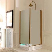 Душевой уголок левосторонний Kerasan Retro SX 80х80 см профиль бронза прозрачное стекло 9161T3