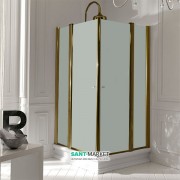 Душевой уголок Kerasan Retro DX/SX 90X90 см профиль бронза матовое стекло 9145S3