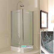 Душевой уголок правосторонний Kerasan Retro DX 90X90 см профиль хром стекло прозрачное с декором 9146N0