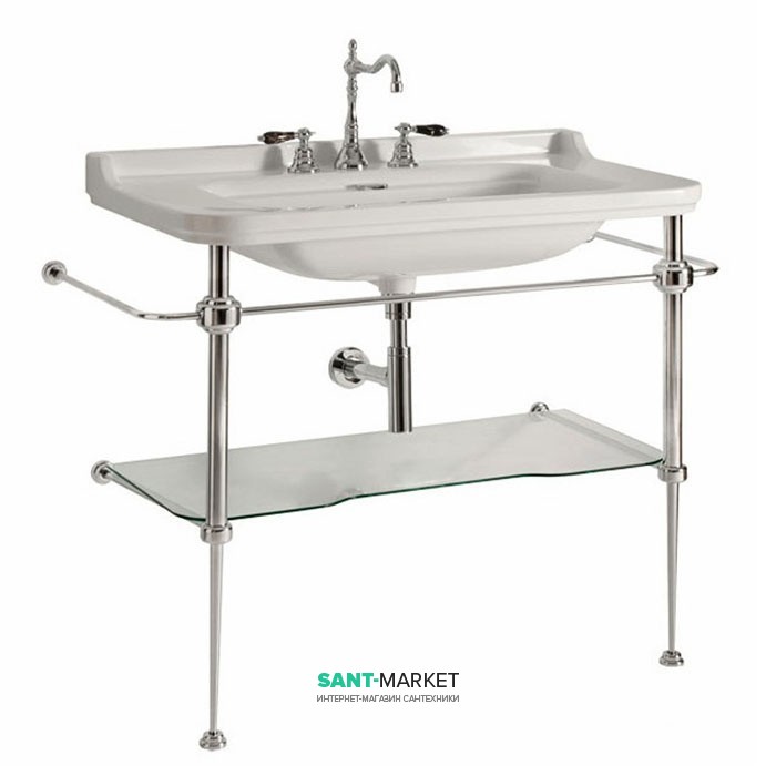 Консоль під раковину Kerasan Waldorf 100 см зі скляною полицею хром 9196K1