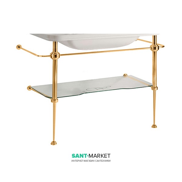 Консоль під раковину Kerasan Waldorf 100 см зі скляною полицею золото 9196K2