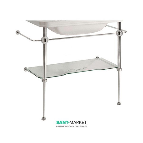 Консоль під раковину Kerasan Waldorf 80 см зі скляною полицею хром 9197K1