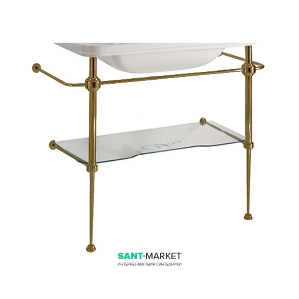 Консоль под раковину Kerasan Waldorf 80 см со стеклянной полкой бронза 9197K3